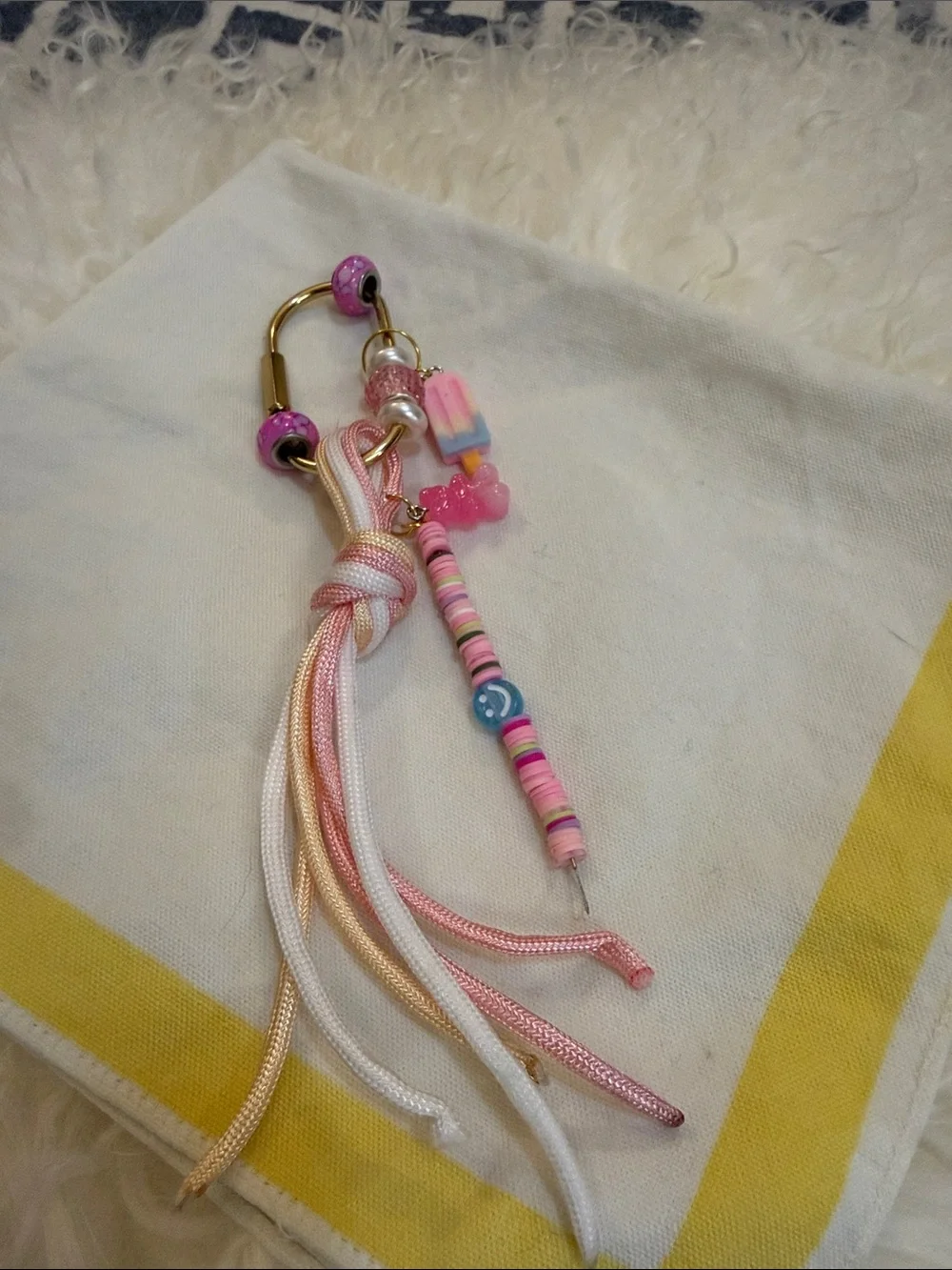 Pink Multicolor Tassel Keychain Charm bag charm handmade